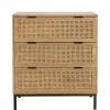 Commode 3 tiroirs cannage naturel pieds métal noir MARCEAU