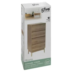 Commode 4 tiroirs effet chêne naturel ABANA
