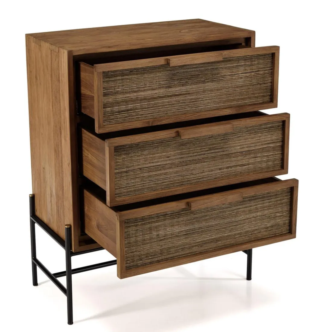 Commode 3 tiroirs en bois de teck recyclé