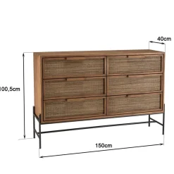 Commode 6 tiroirs en bois de teck recyclé
