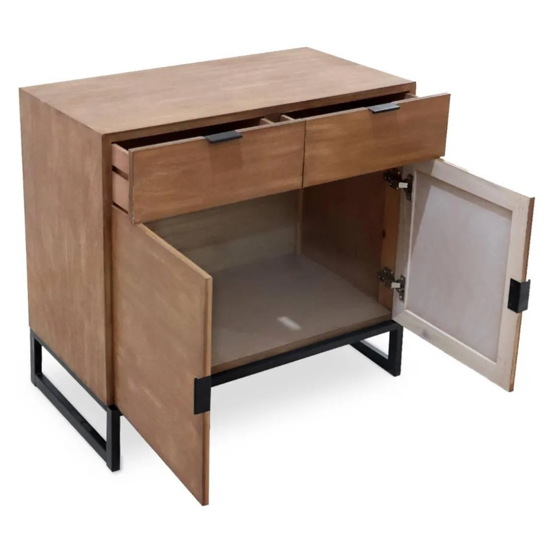 Commode 2 tiroirs et 2 portes battantes Panara Chêne Clair