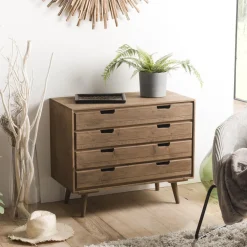 Commode ANDY Scandi Bois 4 Tiroirs Sapin