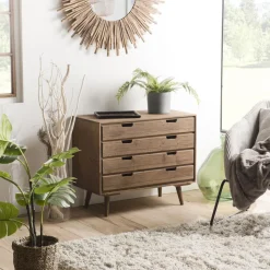 Commode ANDY Scandi Bois 4 Tiroirs Sapin