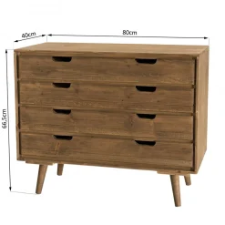 Commode ANDY Scandi Bois 4 Tiroirs Sapin