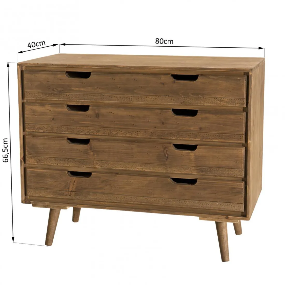 Commode ANDY Scandi Bois 4 Tiroirs Sapin