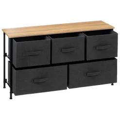 Commode basse 5 tiroirs - noir