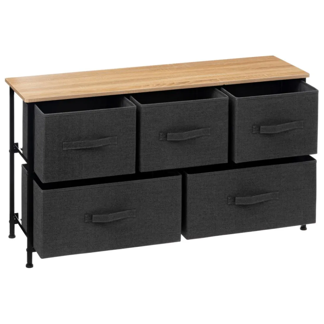 Commode basse 5 tiroirs - noir