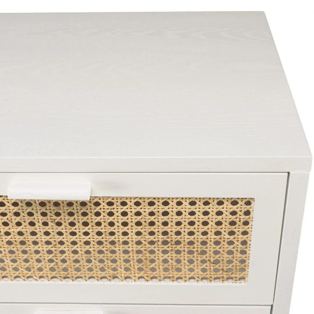 Commode blanche 3 tiroirs cannage naturel SANDRO