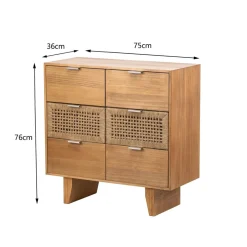 Commode Chambre Scandinave Bois 3 Tiroirs Rangement Marron