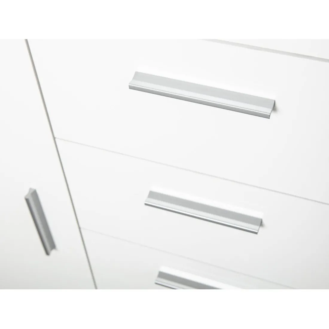 Commode CORBET 1 Porte 4 Tiroirs Blanc Brillant