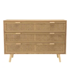 Commode couleur naturel 3 tiroirs cannage RODRIGO