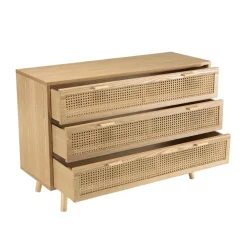 Commode couleur naturel 3 tiroirs cannage RODRIGO