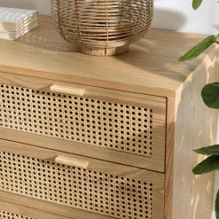 Commode couleur naturel 3 tiroirs cannage RODRIGO