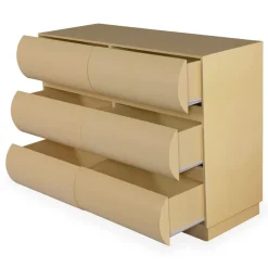 Commode design 6 tiroirs arrondis Mezade Beige