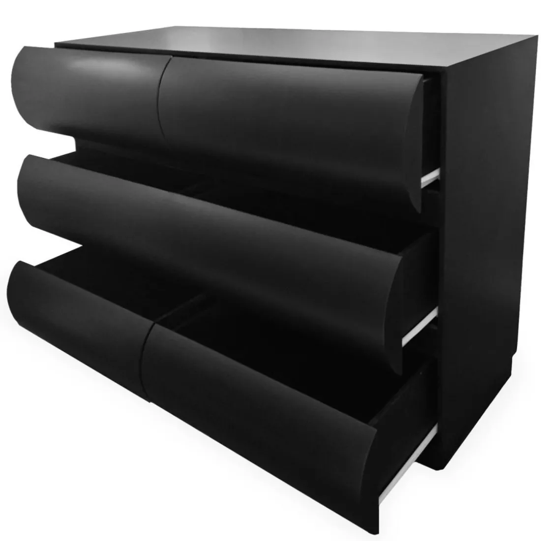 Commode design 6 tiroirs arrondis Mezade Noir