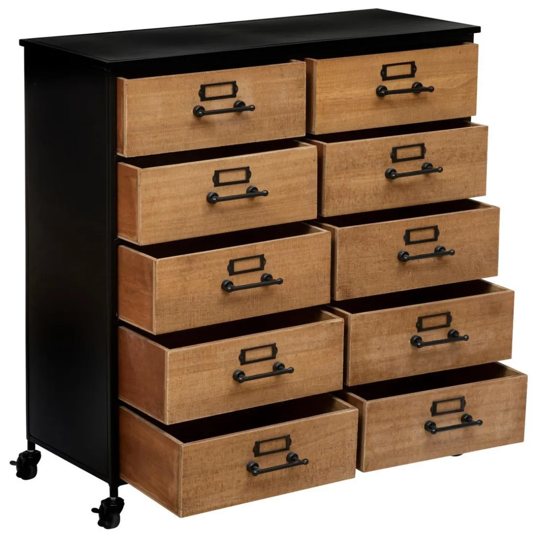 Commode Double 10 Tiroirs Baris Noir