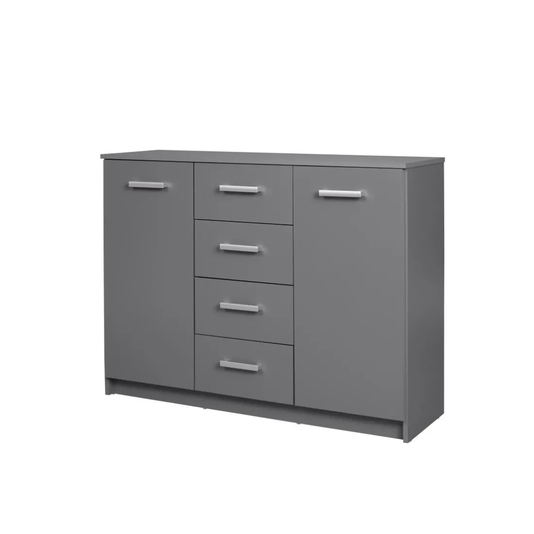 Commode ELENZIO gris 2 portes 4 tiroirs