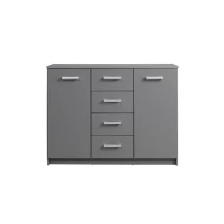 Commode ELENZIO gris 2 portes 4 tiroirs