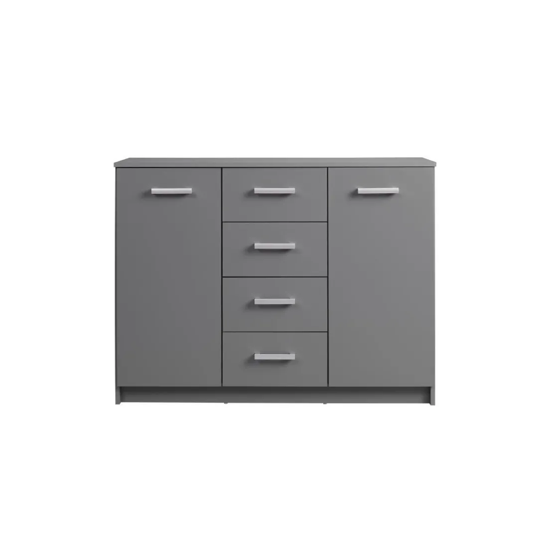 Commode ELENZIO gris 2 portes 4 tiroirs
