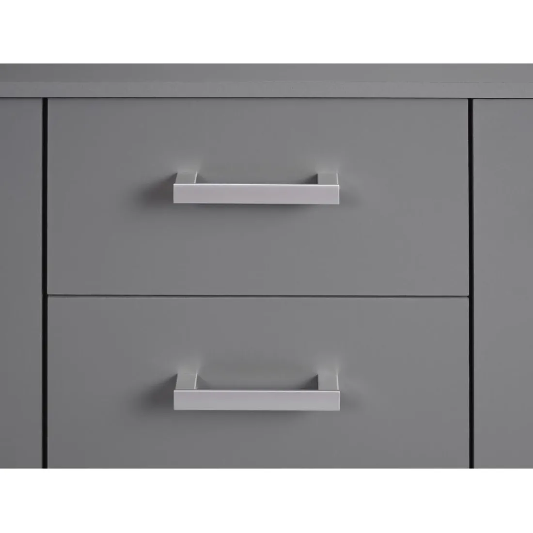 Commode ELENZIO gris 2 portes 4 tiroirs