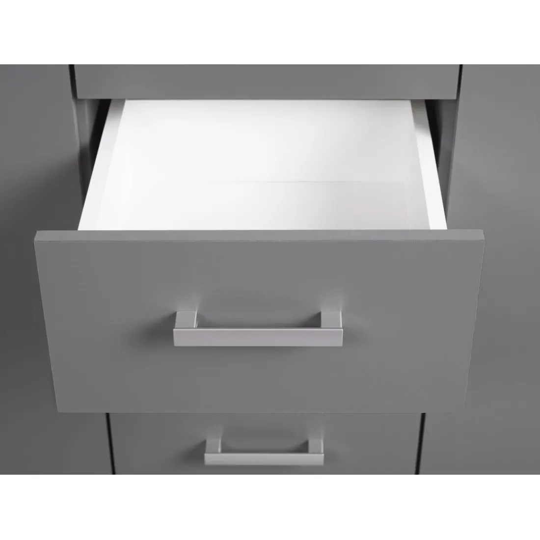 Commode ELENZIO gris 2 portes 4 tiroirs