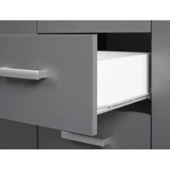 Commode ELENZIO gris 2 portes 4 tiroirs