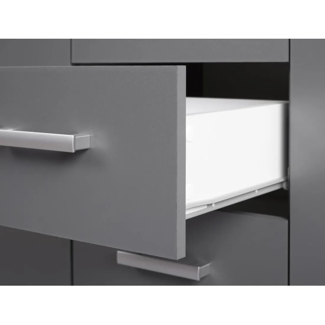 Commode ELENZIO gris 2 portes 4 tiroirs