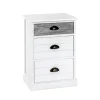 commode en bois massif laqué blanc avec 3 tiroirs
