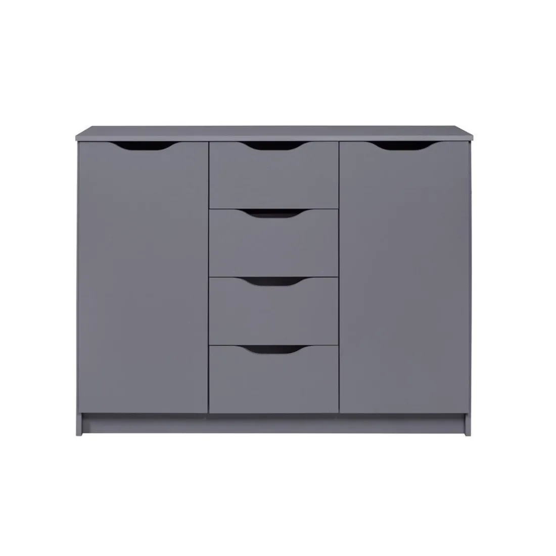 Commode SILENZIA 2 portes & 4 tiroirs gris