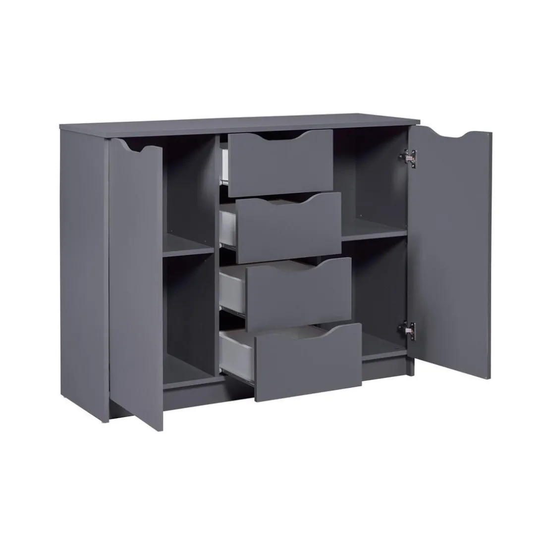 Commode SILENZIA 2 portes & 4 tiroirs gris