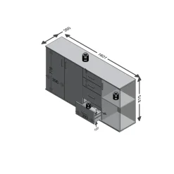Comode 3 portes et 4 tiroirs ALBI 3 gris béton et blanc