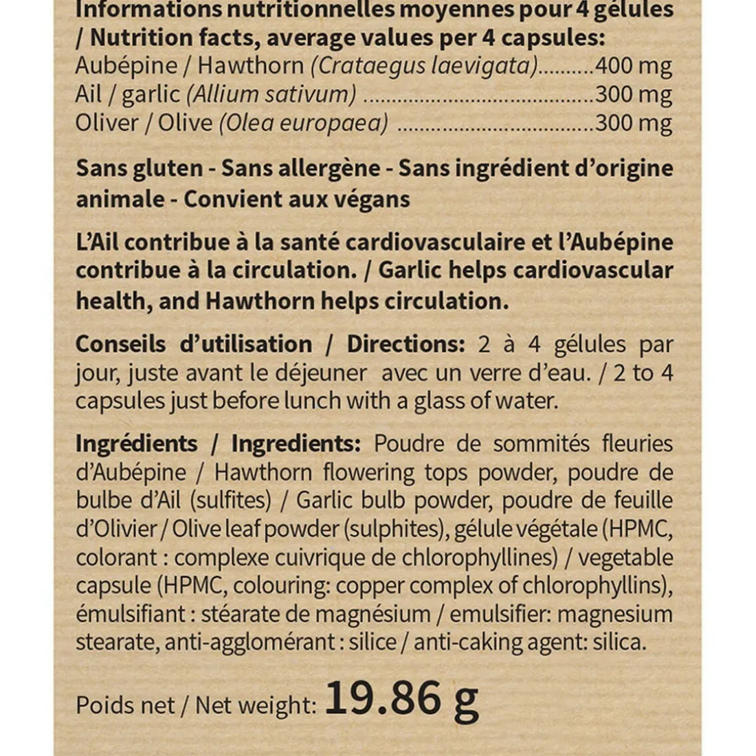 Complément alimentaire Ail Olivier Aubépin