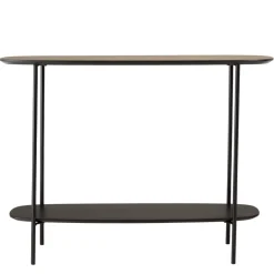 Console 2 plateaux bi-matière mocha noir pieds métal JULIA
