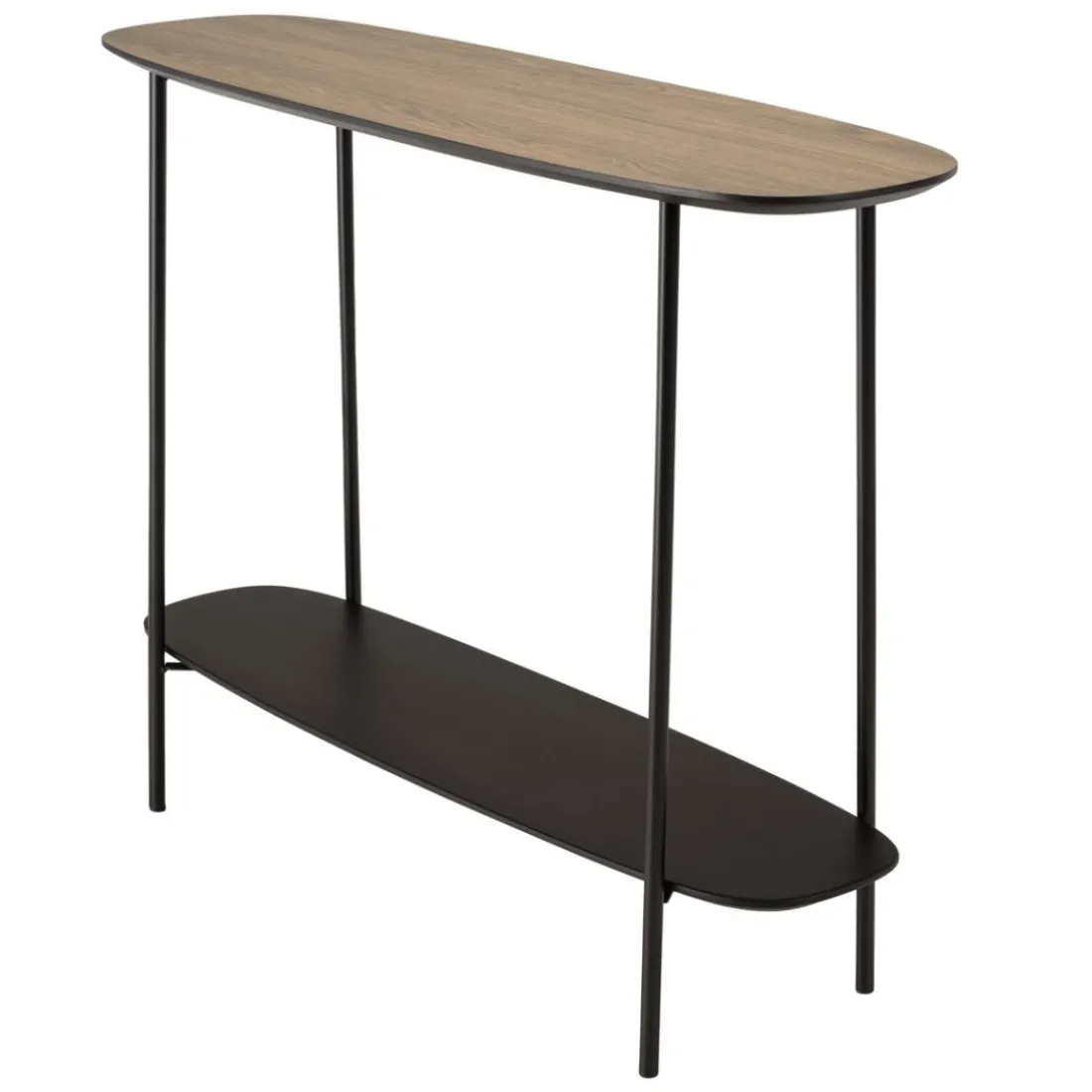Console 2 plateaux bi-matière mocha noir pieds métal JULIA