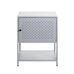 Console 1 porte et 1 étagère en métal gris