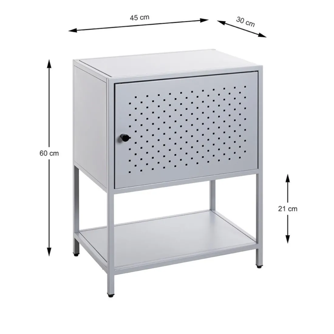 Console 1 porte et 1 étagère en métal gris