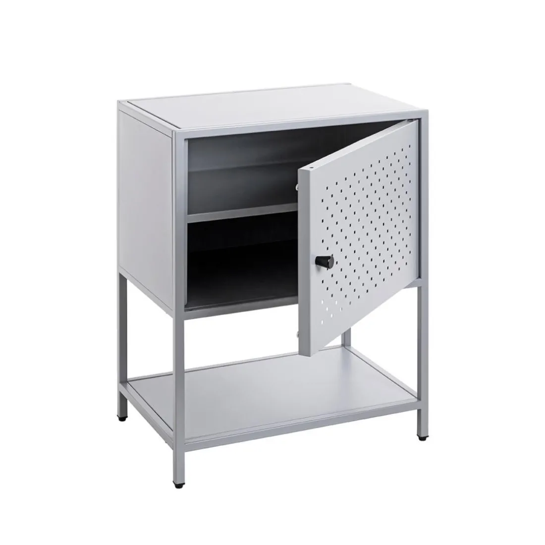 Console 1 porte et 1 étagère en métal gris