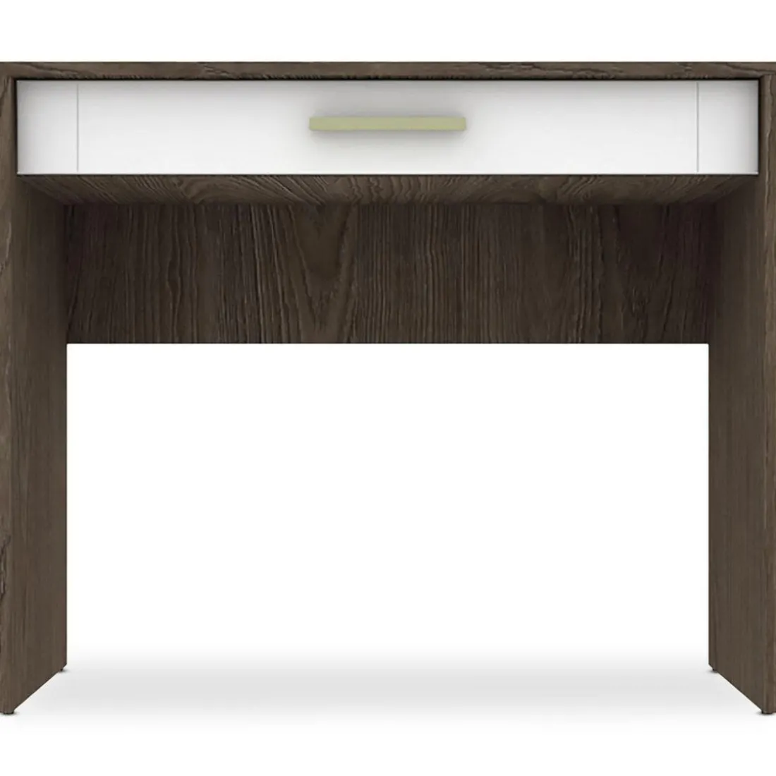 Console 1 Tiroir Chêne Foncé Et Blanc