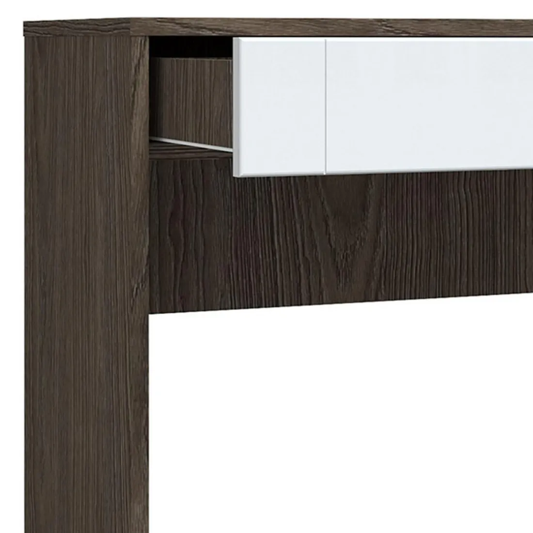 Console 1 Tiroir Chêne Foncé Et Blanc