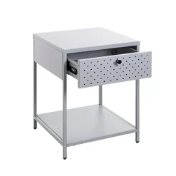 Console 1 tiroir et 1 etagère en métal gris