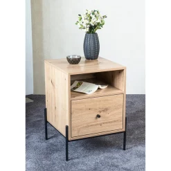 Console 1 tiroir et 1 étagère décor chêne