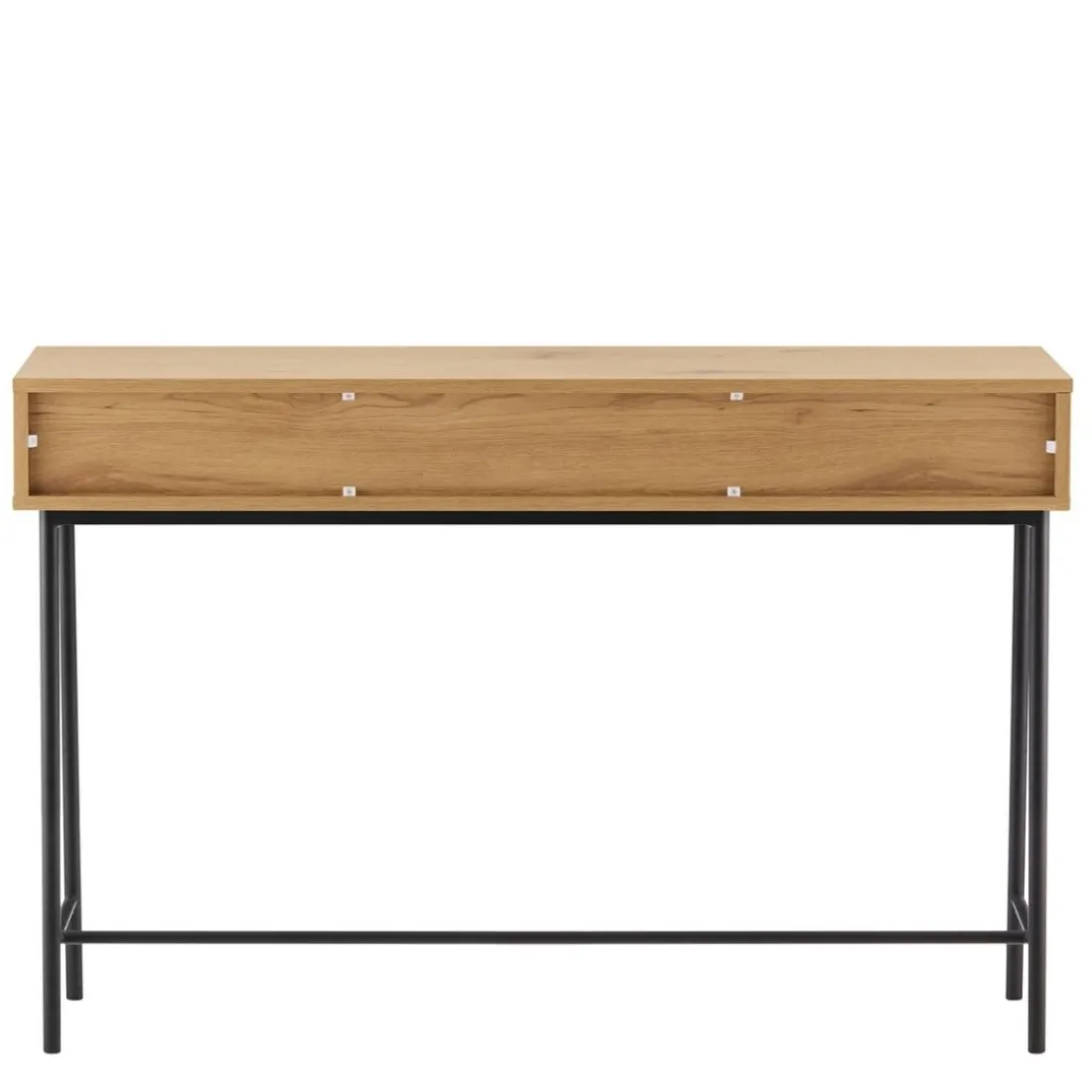 Console 2 tiroirs décor effet bois rainuré noir naturel SCOTT