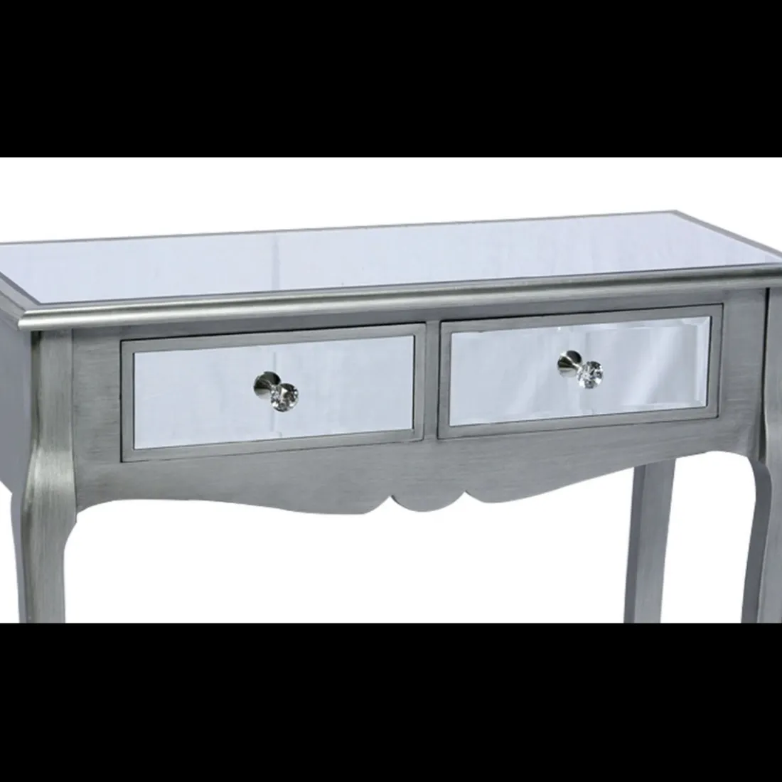 Console 2 tiroirs Divine Miroir Argent