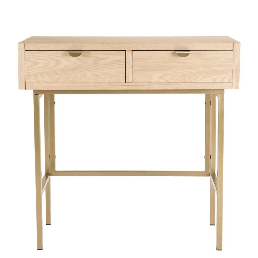 Console ALINE 2 Tiroirs Pieds Métal Doré