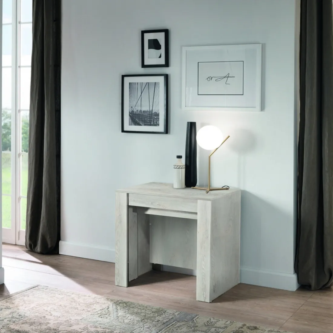 Console avec 4 allonges blanc