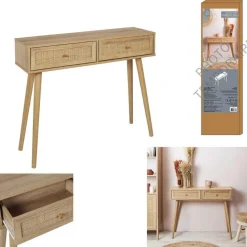 Console d'Entrée 2 Tiroirs en Bois