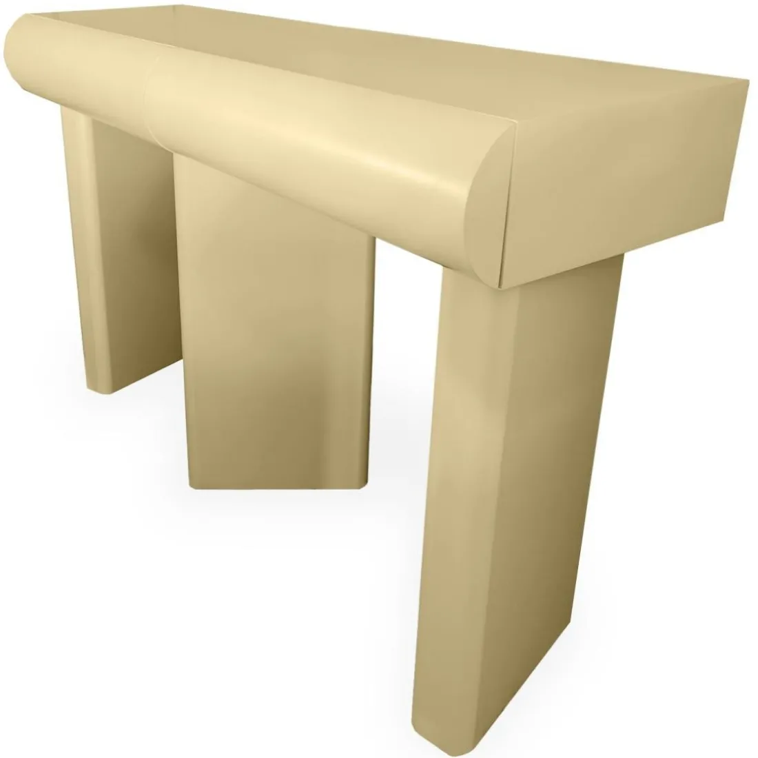 Console design 2 tiroirs avec pieds obliques Mezade Beige