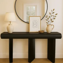 Console design 2 tiroirs avec pieds obliques Mezade Noir