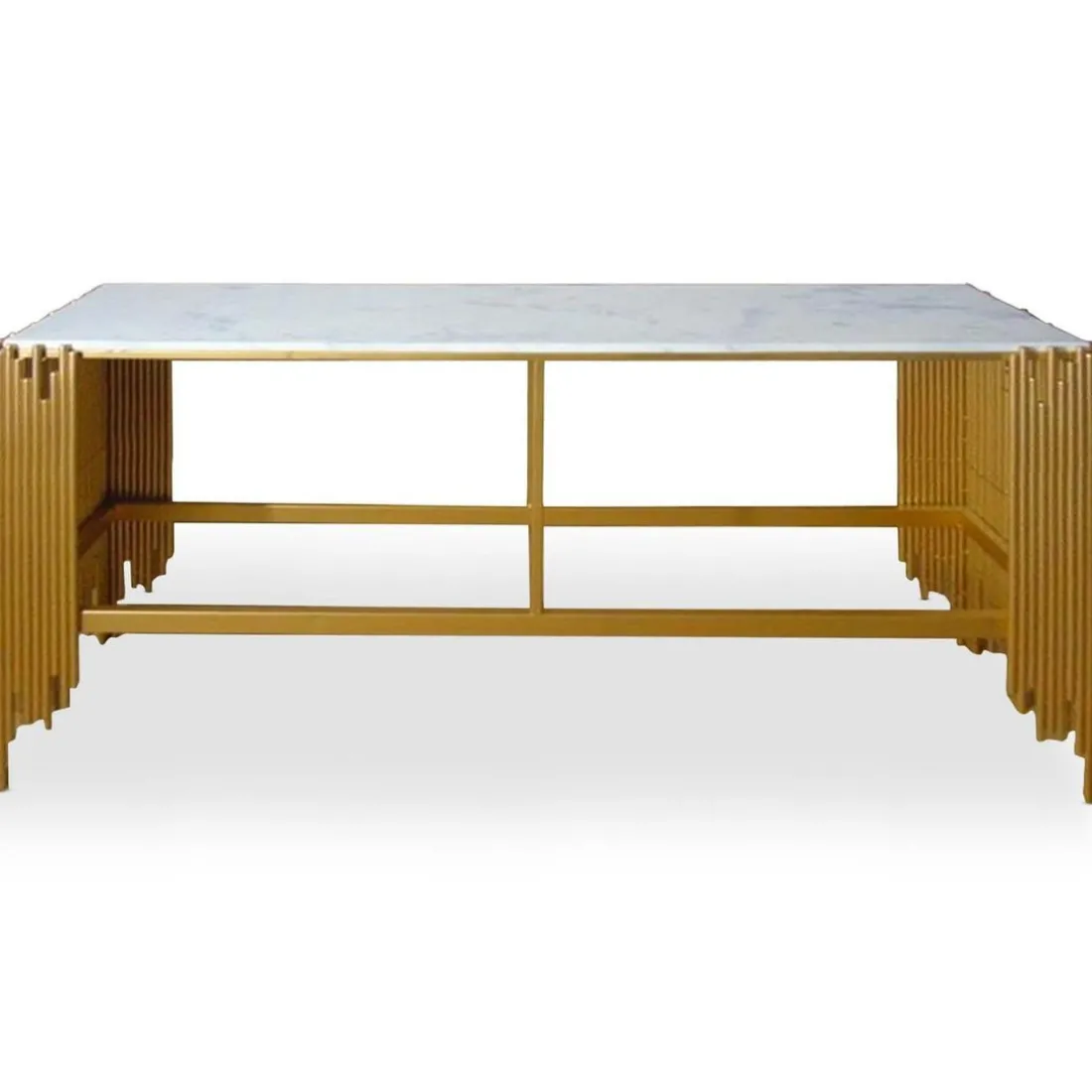 Console Design FALBALA En Marbre Blanc Et Métal Or