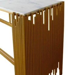 Console Design FALBALA En Marbre Blanc Et Métal Or